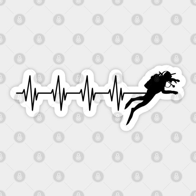 Scuba diver heartbeat Sticker by KC Happy Shop